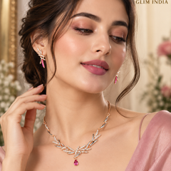 Rosé Bloom Crystal Necklace Set