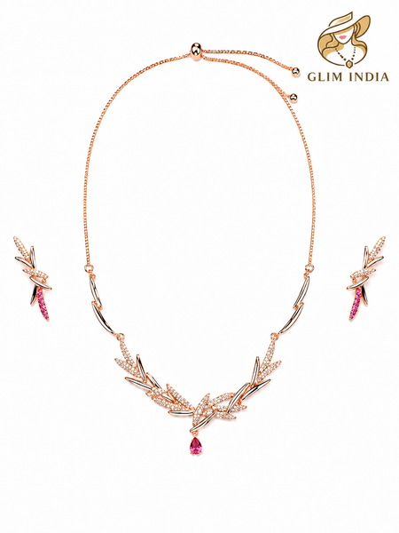 Rosé Bloom Crystal Necklace Set