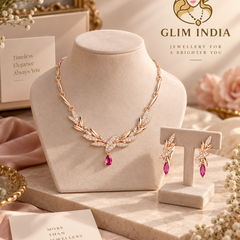 Rosé Bloom Crystal Necklace Set