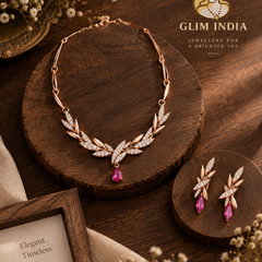 Rosé Bloom Crystal Necklace Set