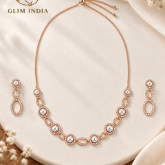 Rosé Pearl Halo Necklace Set