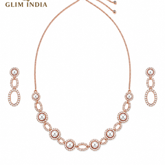 Rosé Pearl Halo Necklace Set