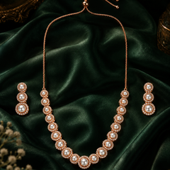 Pearl Aura Rose Gold Necklace Set