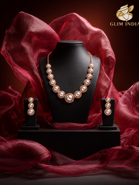 Pearl Aura Rose Gold Necklace Set