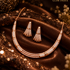 Rose Gold Radiance Crystal Necklace Set