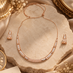 Rose Gold Radiance Crystal Necklace Set