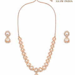 Rose Gold Pearl Teardrop Necklace Set