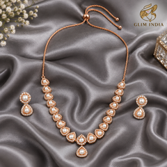 Rose Gold Pearl Teardrop Necklace Set