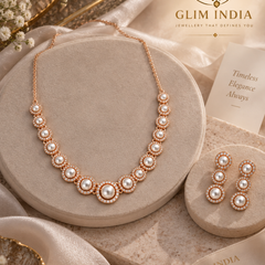 Pearl Aura Rose Gold Necklace Set