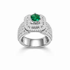 Green Halo Statement Ring with Sparkling Accents