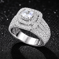 Crystal Halo Statement Ring with Multi-Layer Sparkle Design