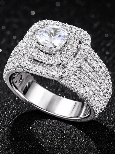 Crystal Halo Statement Ring with Multi-Layer Sparkle Design
