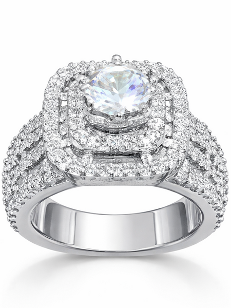 Crystal Halo Statement Ring with Multi-Layer Sparkle Design