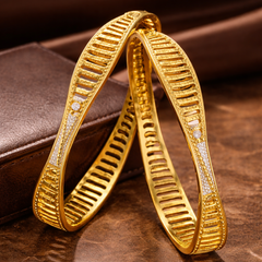 Textured Openwork Bangles with Sparkling Accent
