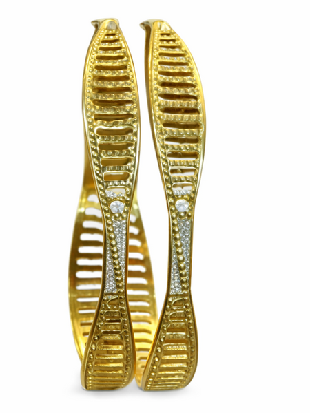 Textured Openwork Bangles with Sparkling Accent