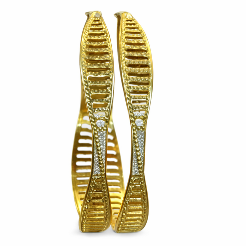 Textured Openwork Bangles with Sparkling Accent
