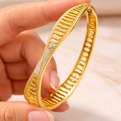 Textured Openwork Bangles with Sparkling Accent