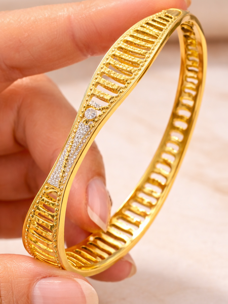 Textured Openwork Bangles with Sparkling Accent