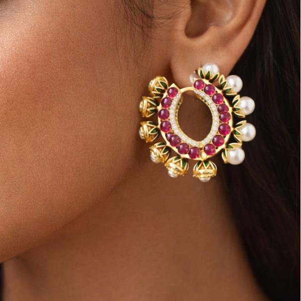 Traditional Ruby Tone & Pearl Accent