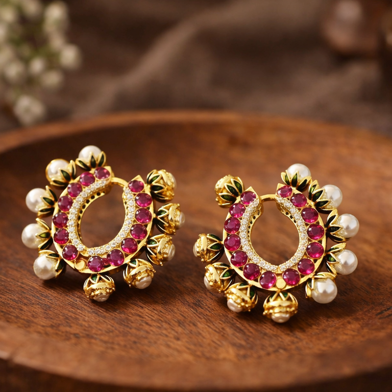 Traditional Ruby Tone & Pearl Accent