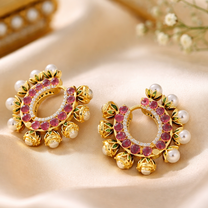 Traditional Ruby Tone & Pearl Accent