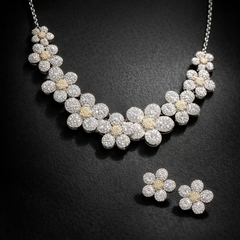 Floral Crystal Studded Necklace Set