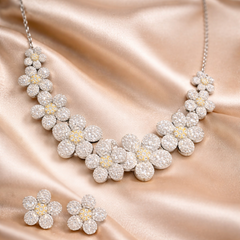 Floral Crystal Studded Necklace Set