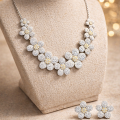 Floral Crystal Studded Necklace Set