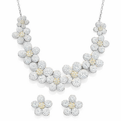 Floral Crystal Studded Necklace Set