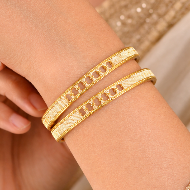 Textured Dual Design Bangle Set for Women