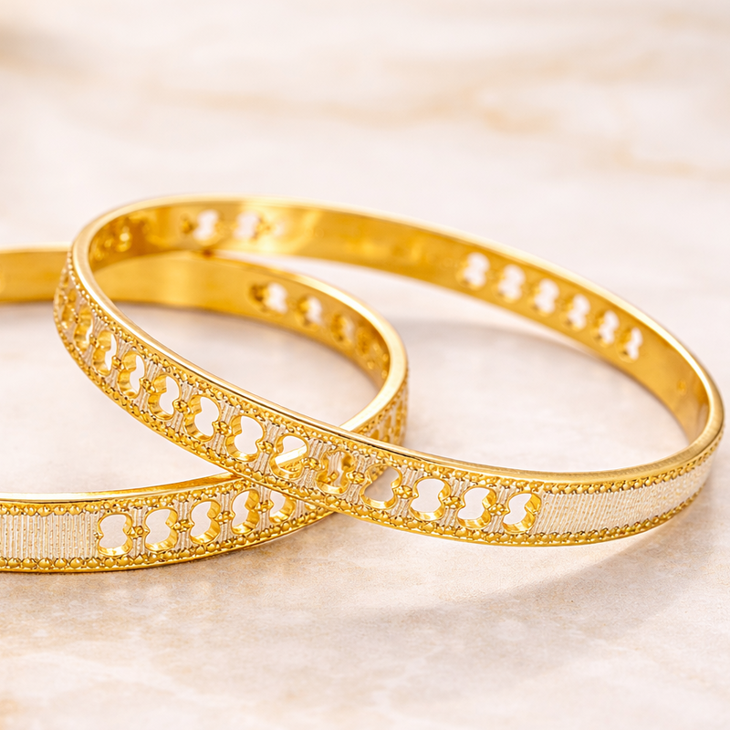 Textured Dual Design Bangle Set for Women