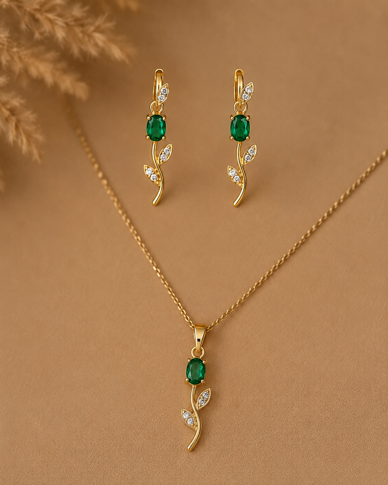Emerald Vine Elegance Necklace Set