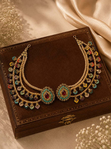 Royal Heritage Multicolor Pearl & Turquoise Statement Dangler Earrings