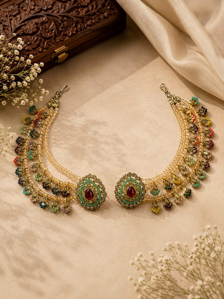 Royal Heritage Multicolor Pearl & Turquoise Statement Dangler Earrings