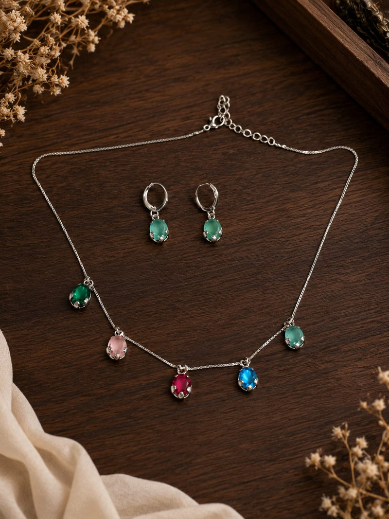 Aurora Prism Charm Necklace Set