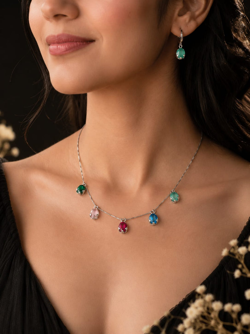 Aurora Prism Charm Necklace Set