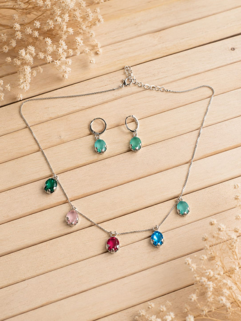 Aurora Prism Charm Necklace Set