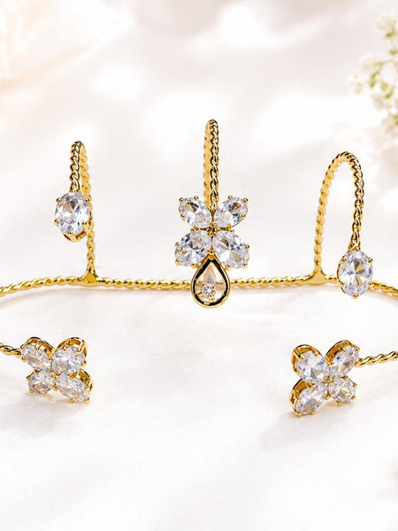 Golden Blossom Adjustable Crystal Ring | Ring for Women