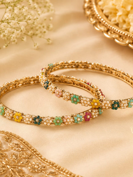 Meadow Bloom Pearl Bangles | Bracelet for Women