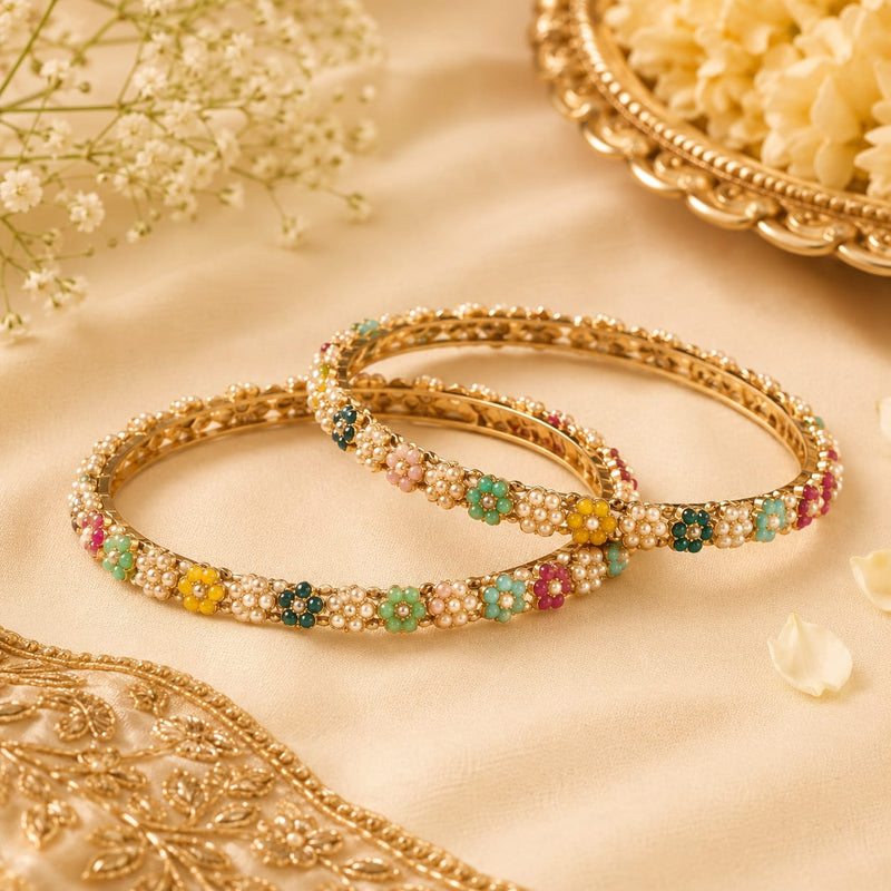 Meadow Bloom Pearl Bangles | Bracelet for Women