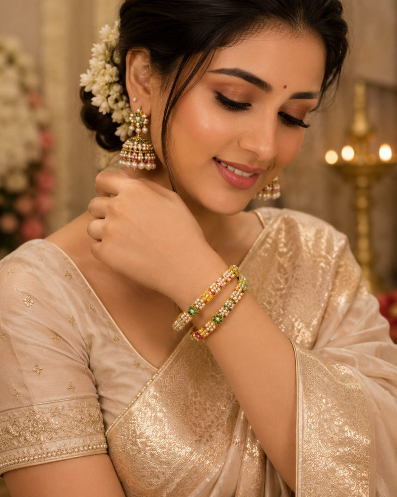 Meadow Bloom Pearl Bangles | Bracelet for Women