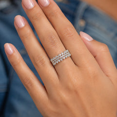 Silver Plated Geometric Crystal Band Ring for Women