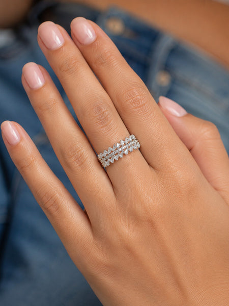 Silver Plated Geometric Crystal Band Ring for Women