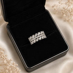 Silver Plated Geometric Crystal Band Ring for Women