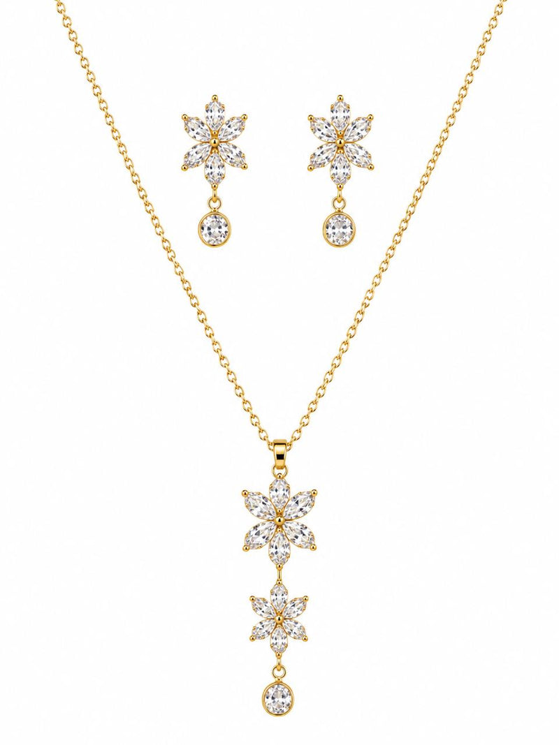 Golden Blossom Crystal Drop Set