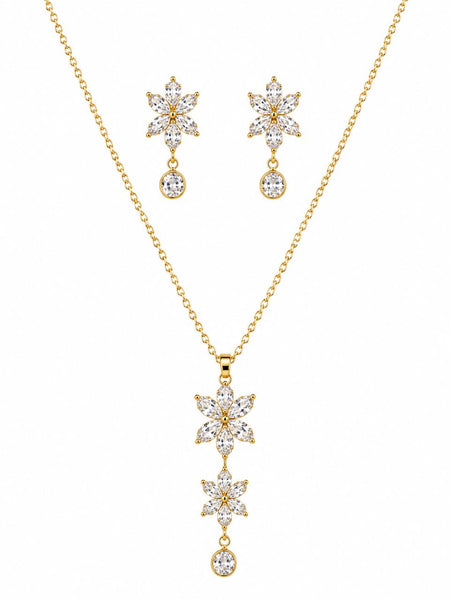 Golden Blossom Crystal Drop Set