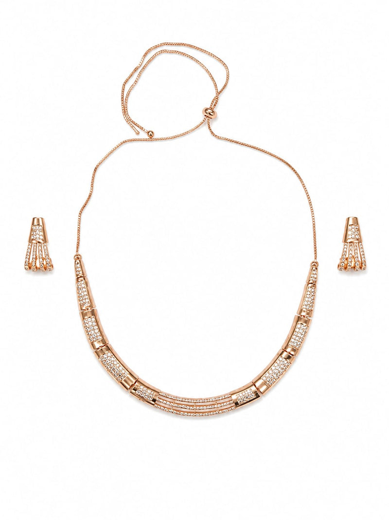 Rose Gold Radiance Crystal Necklace Set