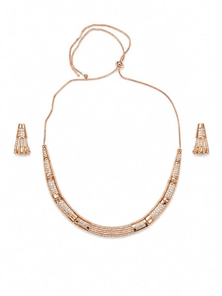 Rose Gold Radiance Crystal Necklace Set