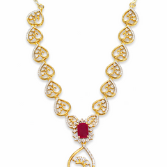 Heart Design Necklace with Ruby Stone Pendant