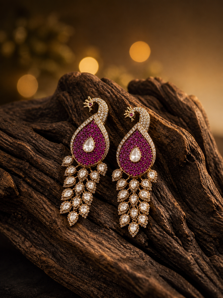 Royal Peacock Design Kundan Earrings for Women